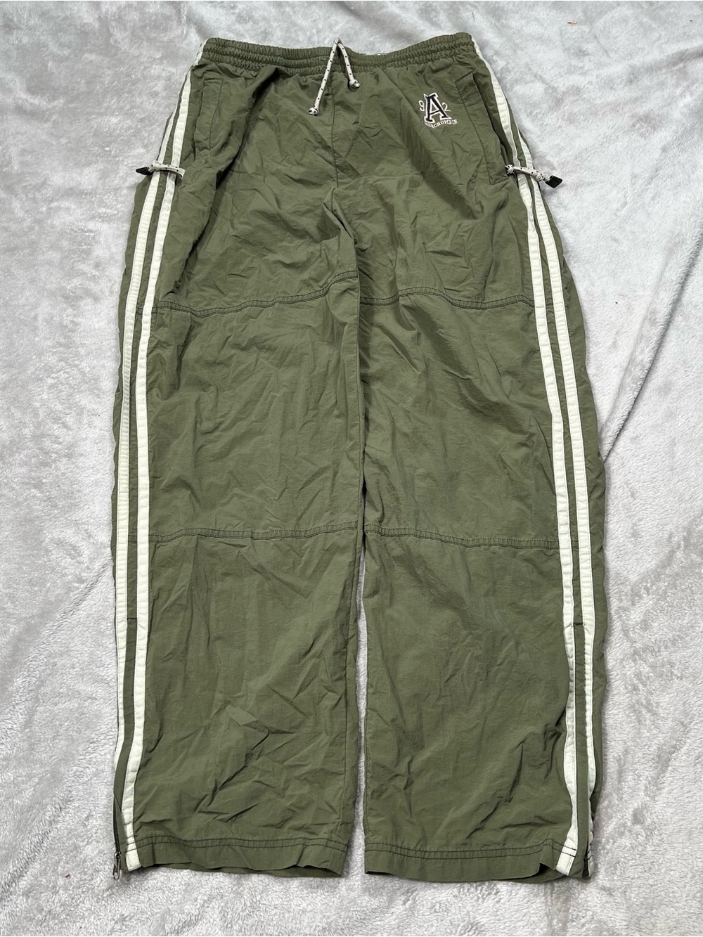 Vintage Abercrombie and Fitch Track Pants Mens L Green Baggy Windbreaker Y2K